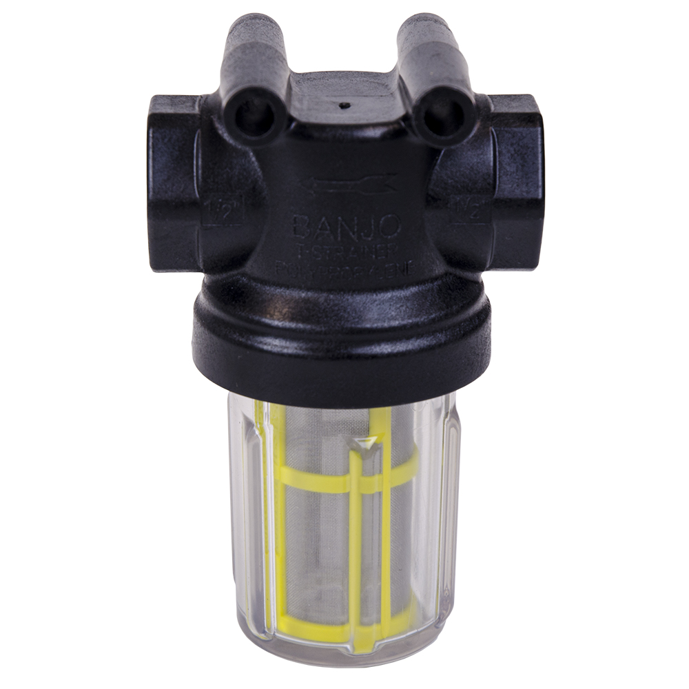 1/2" FNPT x 1/2" FNPT Clear Bowl Strainer with Yellow 80 Mesh Screen