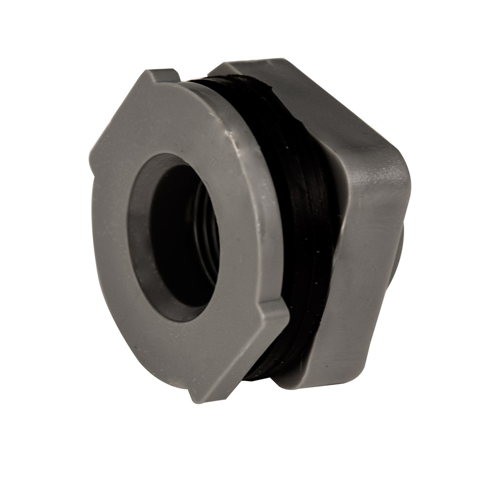 3/4" Installed PVC Tank Fittings with Santoprene™ Gaskets 13/8" Hole