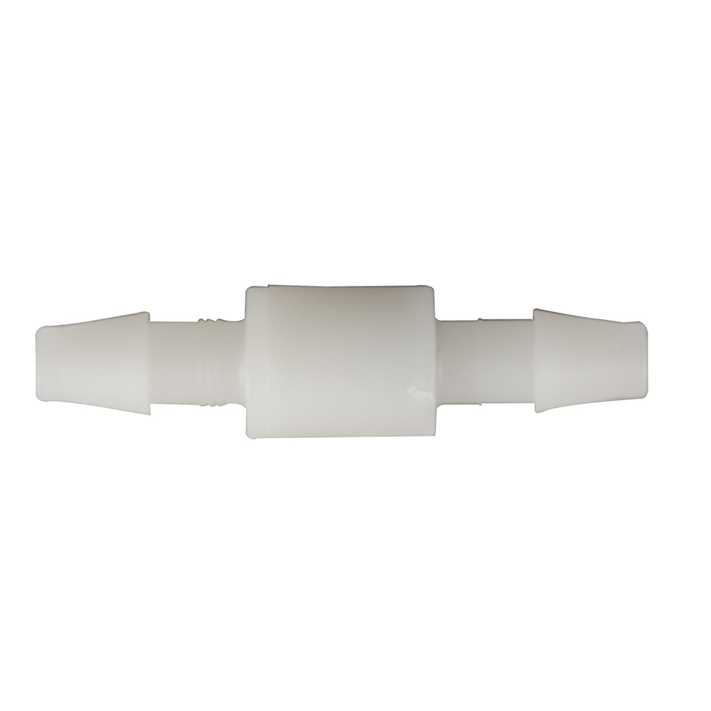 1/8" HB x 1/8" HB Natural Polypropylene Mini Check Valve with BunaN