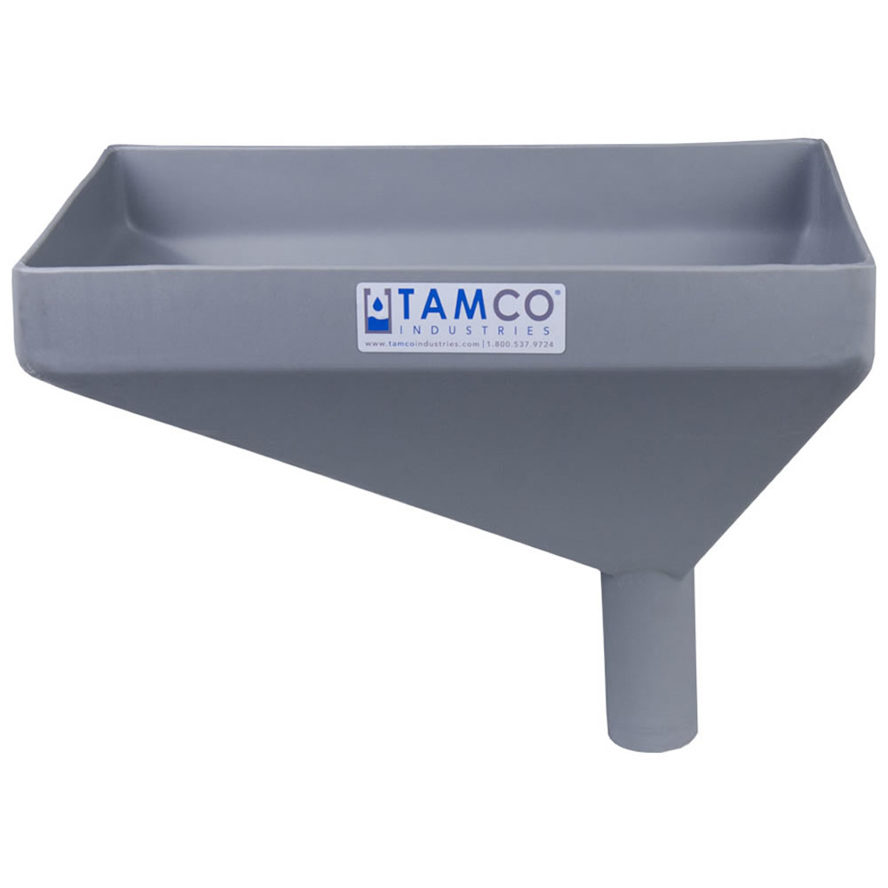 16" x 10" Rectangular Light Gray Tamco® Funnel with 2" OD Offset Spout