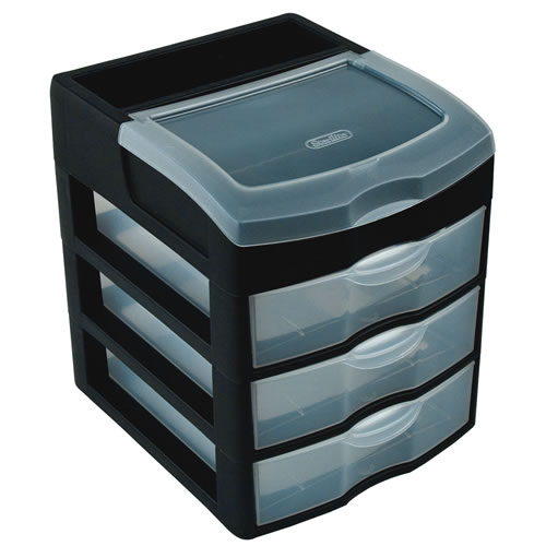 Sterilite® 3 Drawer Desktop Unit with Black Frame 81/2" L x 71/4" W