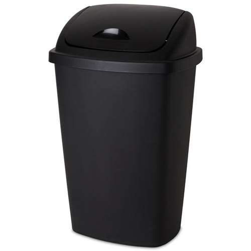 Sterilite® 13.2 Gallon Black SwingTop Wastebasket 171/4" L x 131/2
