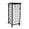 Clear Single Row Luxor Mobile Bin Storage Unit with 8 Small Bins