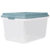 72 Quart Hefty® Hi-Rise™ Clear Storage Bin with Blue Lid - 24.04" L x 16.81" W x 14.24" Hgt.