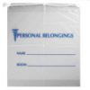 18" x 20" x 3.5" Bottom Gusset Clear Bags with Blue Print & Drawstrings