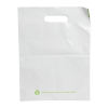 9" W x 12" L 2.25 mil White LDPE with PCR Merchandise Bags with Handle - Case of 1000