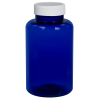 200cc Cobalt Blue PET Packer Bottle with 38/400 White Ribbed Cap with F217 Liner