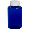 200cc Cobalt Blue PET Packer Bottle with 38/400 White Ribbed CRC Cap with F217 Liner