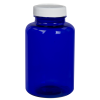 300cc Cobalt Blue PET Packer Bottle with 45/400 White Ribbed Cap with F217 Liner