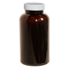 300cc Dark Amber PET Packer Bottle with 45/400 White Ribbed Cap with F217 Liner
