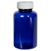 400cc Cobalt Blue PET Packer Bottle with 45/400 White Ribbed CRC Cap with F217 Liner