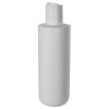 8 oz. White HDPE Cylinder Round Bottom Bottle with 24/410 White Disc Top Cap