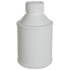 8 oz. Short Neck White HDPE Cone Top Bottle with 28/400 White Ribbed CRC Cap with F217 Liner