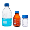 Round Glass Media Bottles with Caps & Dual Graduations
