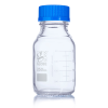 250mL Clear Glass Round Media Storage Bottle with GL45 Cap & Dual Graduations - Case of 10