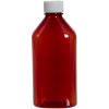 6 oz. Amber PET Oval Liquid Bottle with 24/410 White Plain Cap