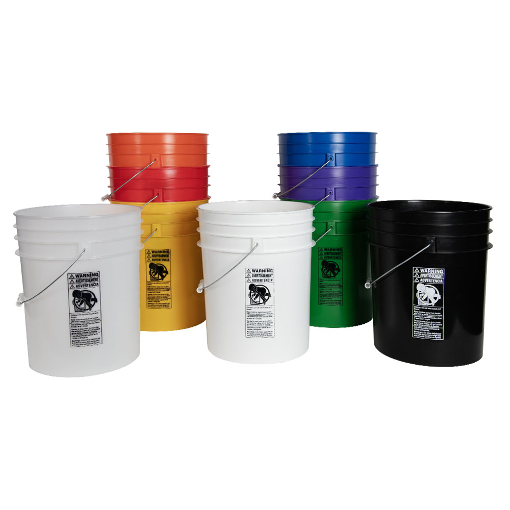 5 Gallon Premium Buckets with Wire Bail, Plastic Grips & Lids