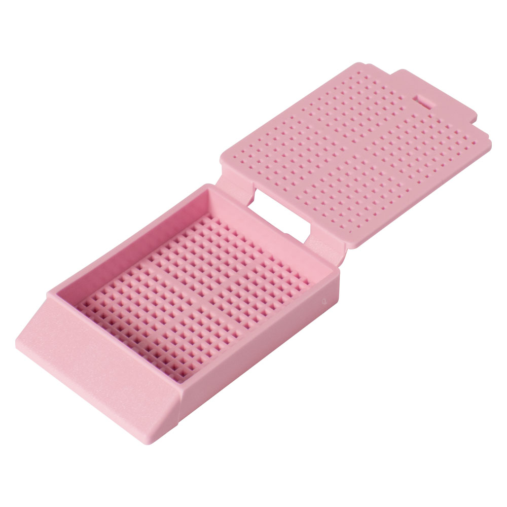 Pink Biopsy Cassettes with Attached Lids