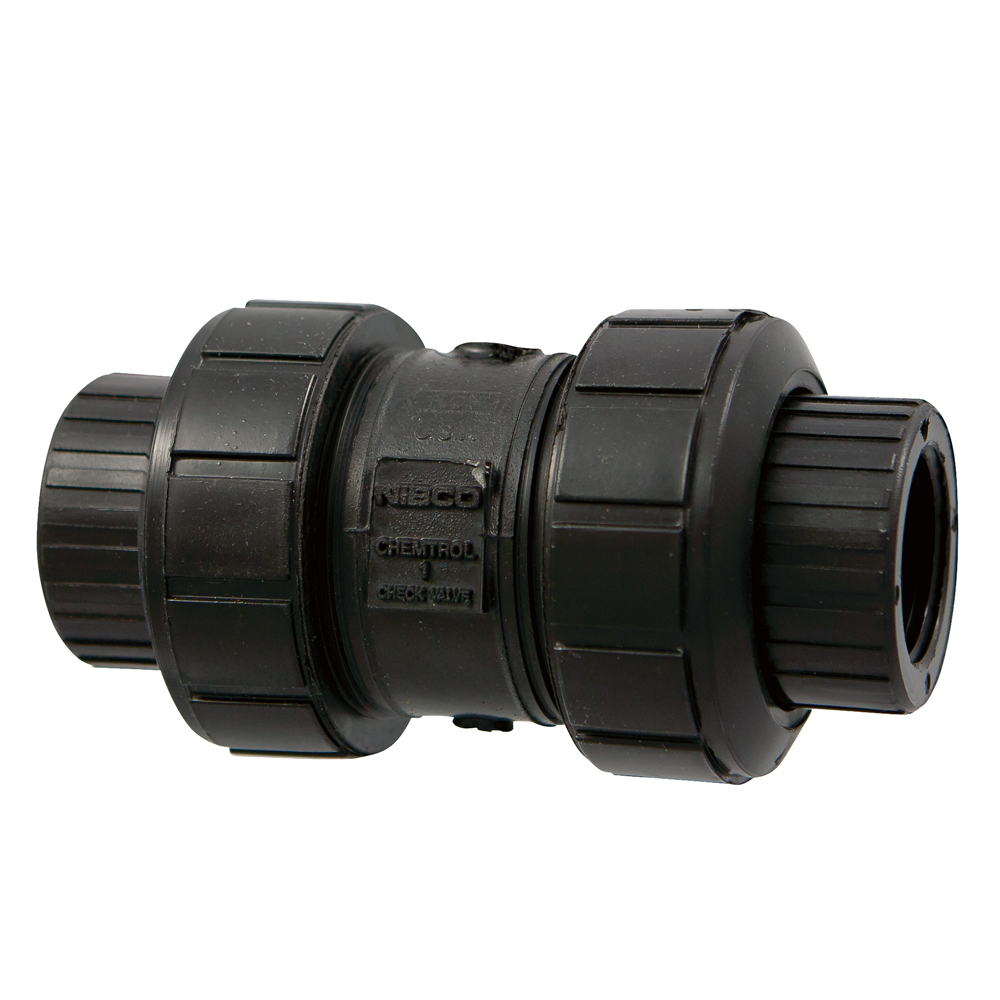 Chemtrol® Black Polypropylene Threaded True Union Ball Check Valves