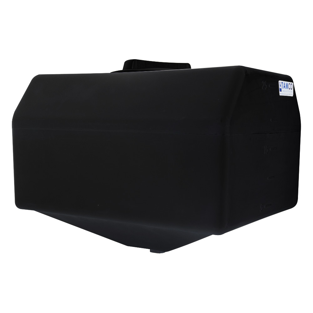 25 Gallon Black Tamco® Total Drain Tank with 8" Lid & 3/4" FPT Boss Fitting - 24-3/8" L x 18-3/8" W x 18" Hgt.
