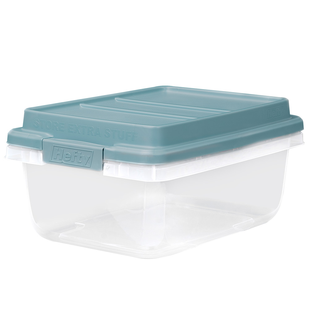 18 Quart Hefty® HiRise™ Clear Storage Bin with Blue Lid 16.85" L x 12" W x 7.8" Hgt. U.S