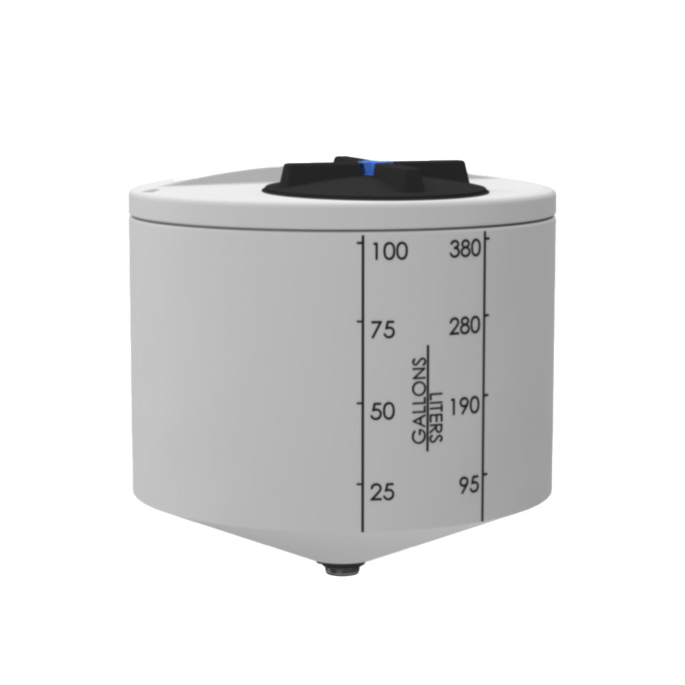 100 Gallon ProChem® Natural MDPE 22.5° Cone Bottom Tank (1.0 Specific Gravity) with 16" Twist Lid - 35" Dia. x 34" Hgt.