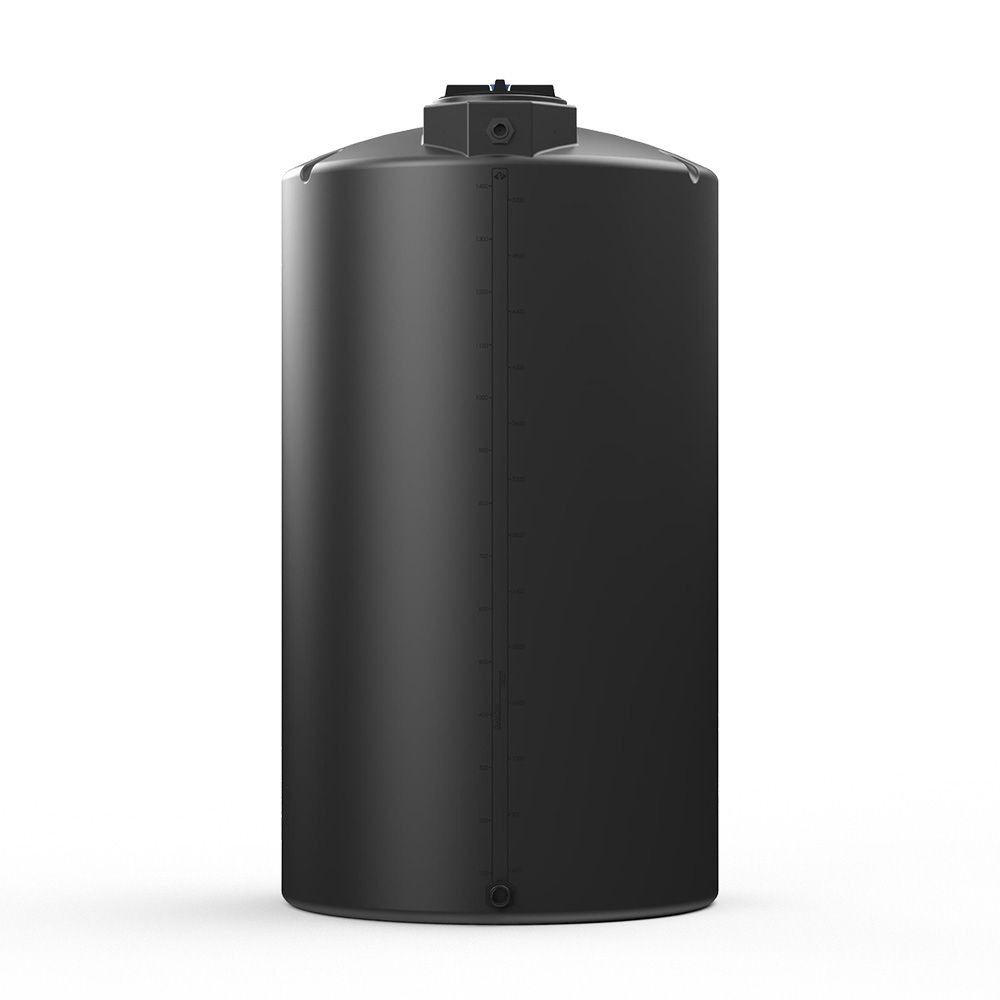 1500 Gallon Black MDLPE ProChem® Potable Water Tank (1.0 Specific Gravity) with Top & Bottom Port & 16" Lid - 64" Dia. x 118" Hgt.