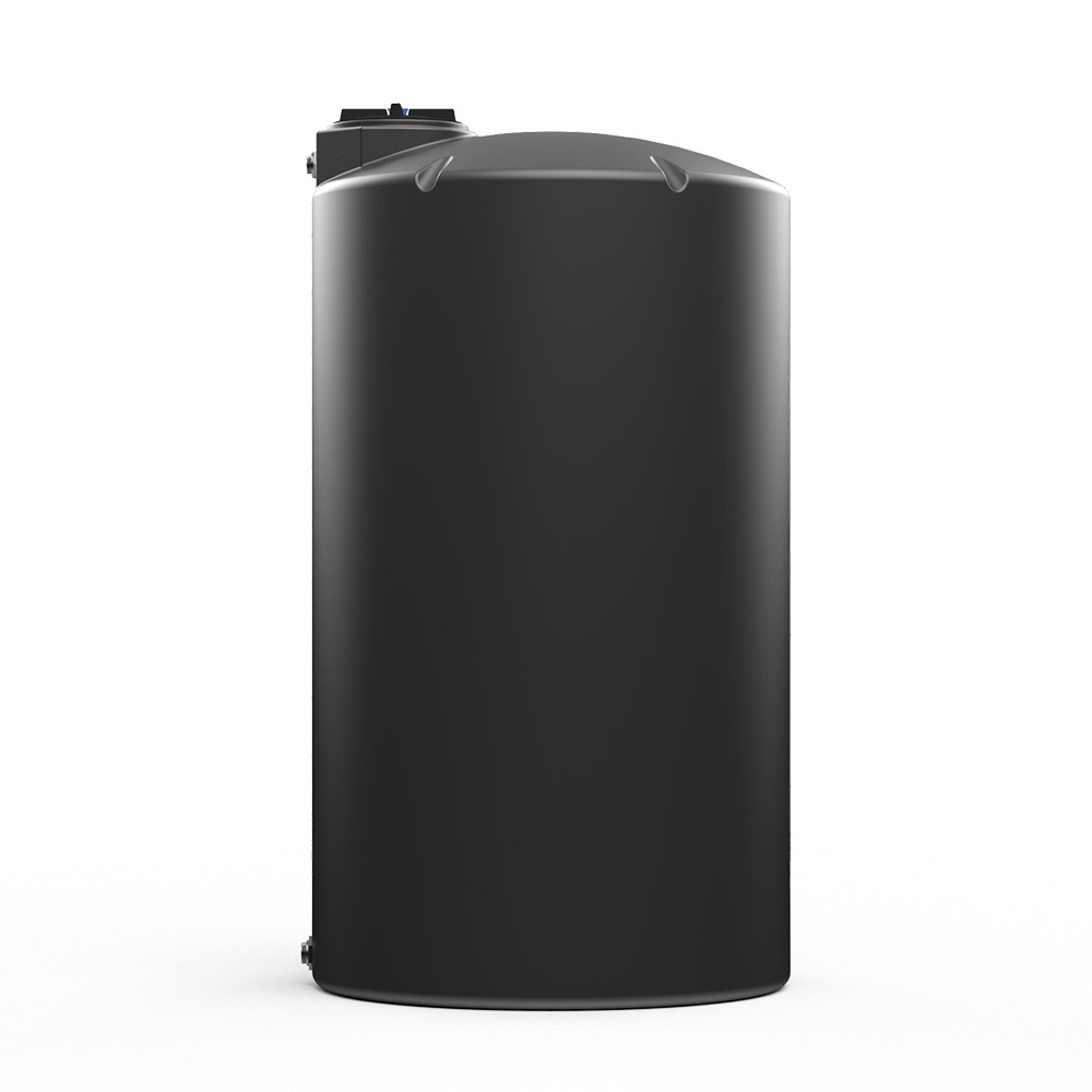 1500 Gallon Black MDLPE ProChem® Potable Water Tank (1.0 Specific Gravity) with Top & Bottom Port & 16" Lid - 64" Dia. x 118" Hgt.