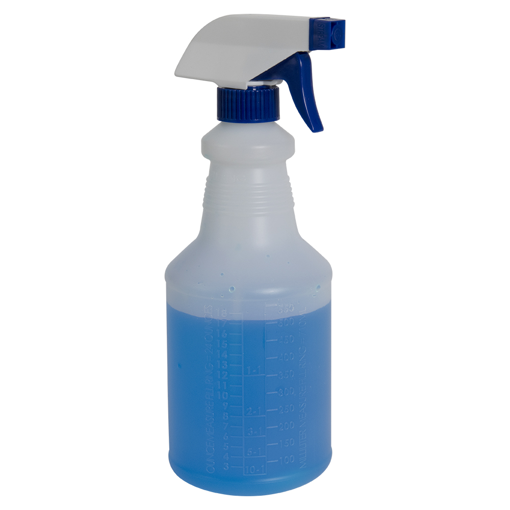 24 oz. Natural HDPE Spray Bottle with 28/400 ColorCoded FoodGrade