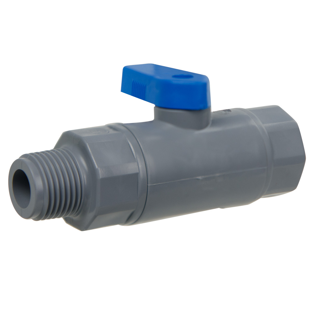 1/2" MNPT x 1/2" FNPT Series 638 Straight PVC Ball Valve with BunaN