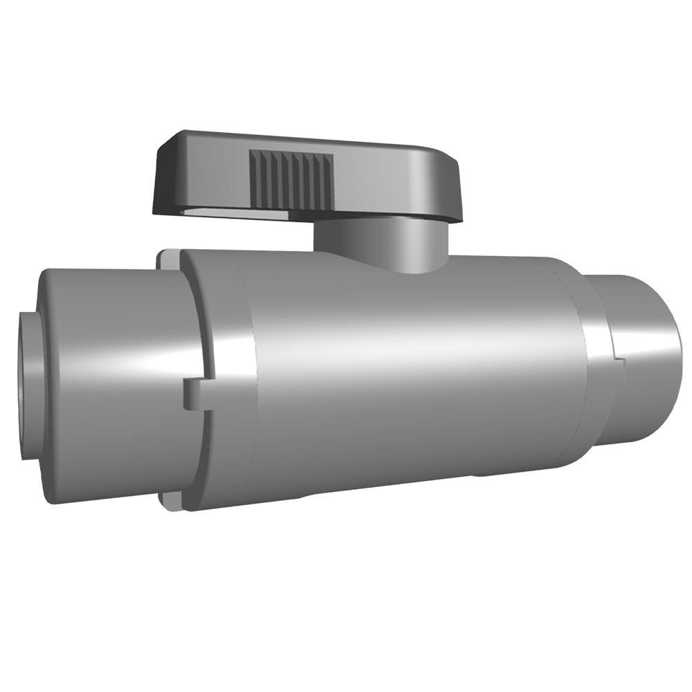 3/8" OD Push-To-Connect x 3/8" OD Push-To-Connect Series 638 Straight Polypropylene Ball Valve with FKM Seal
