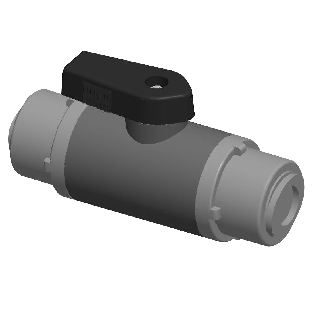 3/8" OD Push-To-Connect x 3/8" OD Push-To-Connect Series 638 Straight Polypropylene Ball Valve with FKM Seal