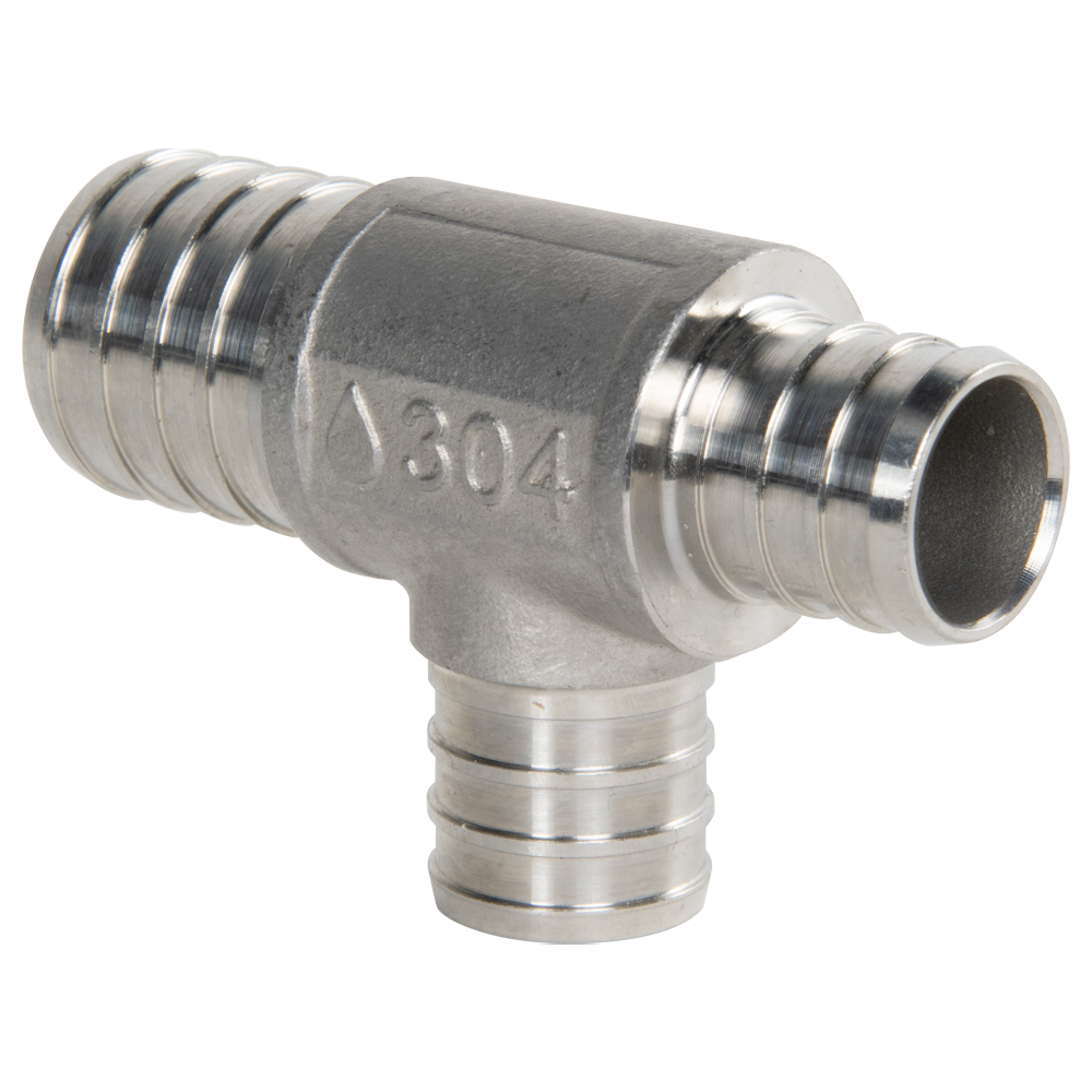 1" x 3/4" x 3/4" PEX Stainless Steel Reducer Tee | U.S. Plastic Corp.