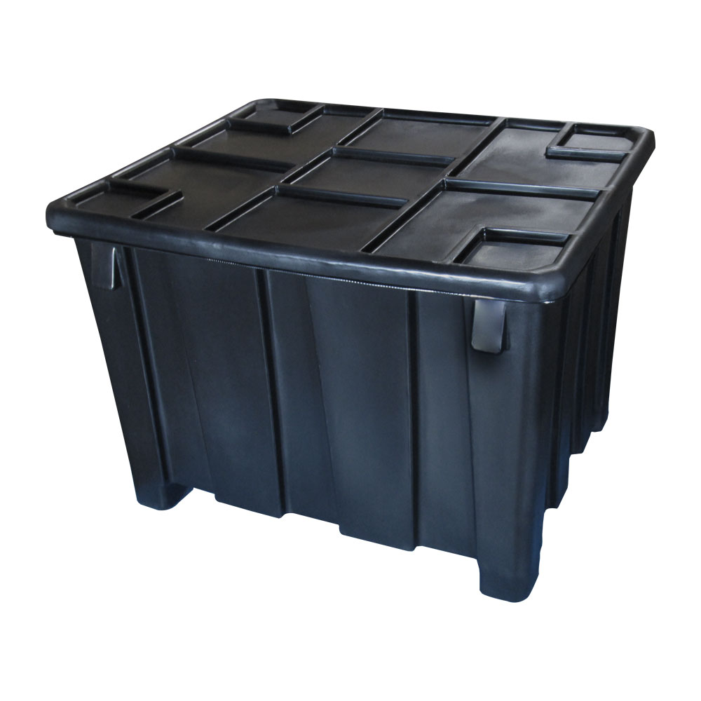 Black Bulk Storage Container with Lid (1200 lb. Capacity) - 51" L x 43" W x 36" Hgt.