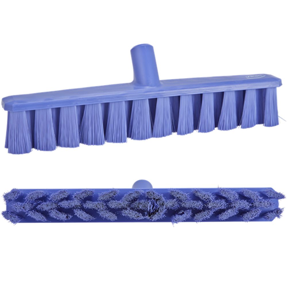 15.7" Purple Polypropylene Vikan® UST Push Broom with Soft Bristles & 25.6" White Ultra Hygienic Handle