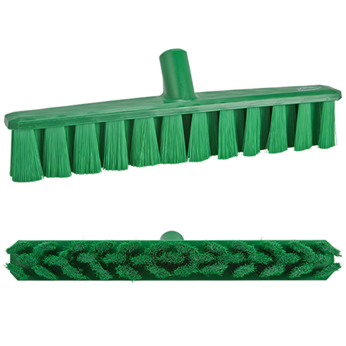 15.7" Green Polypropylene Vikan® UST Push Broom with Soft Bristles & 66.9" Green Ultra Hygienic Handle