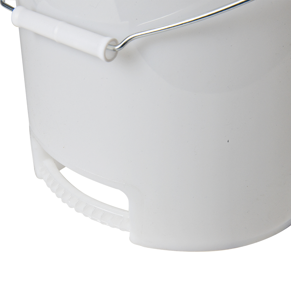 5 Gallon Natural HDPE Round Built-in Bottom Handle Bucket with Wire Handle (Lid Sold Separately)