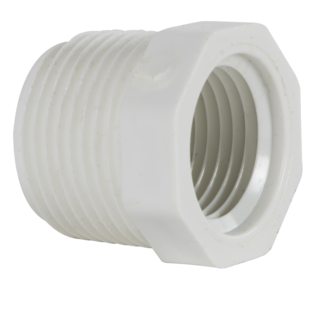 3 4 Mnpt X 1 2 Fnpt Schedule 40 White Pvc Threaded Reducing Bushing U S Plastic Corp