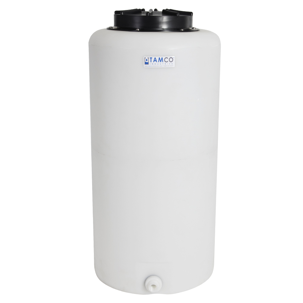 35 Gallon Tamco® Vertical Natural PE Tank with 12-1/2" Plain Lid & 3/4" Fitting - 19" Dia. x 37" Hgt.