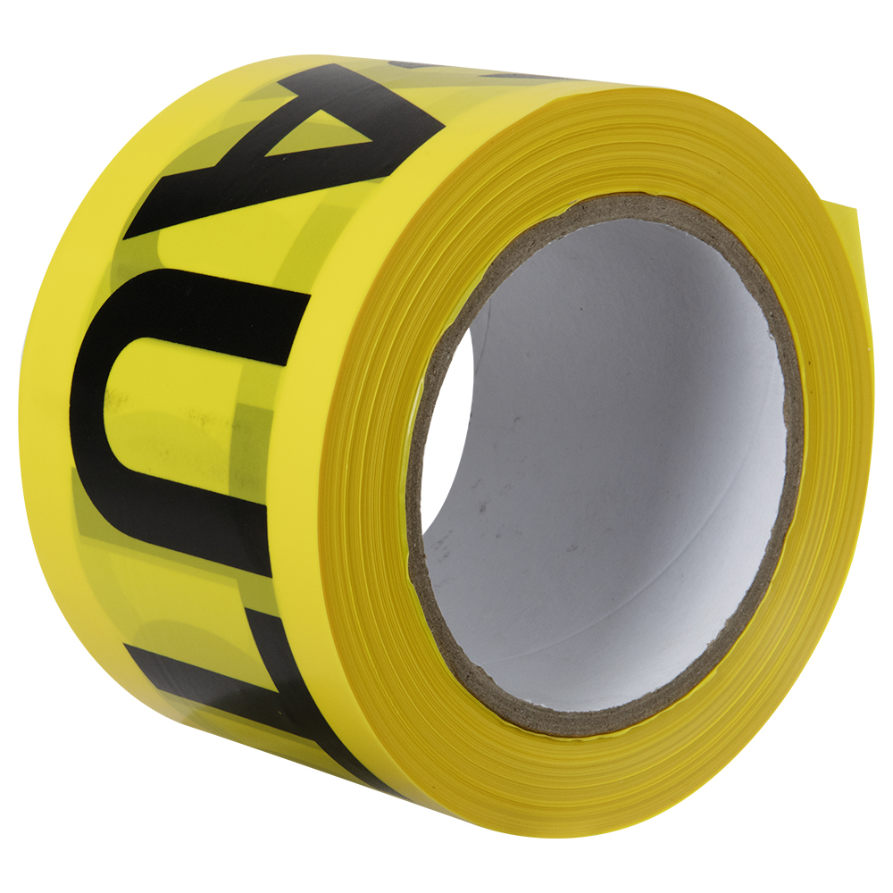 3" W x 300' L Yellow & Black "Caution" Non-Adhesive Barricade Tape