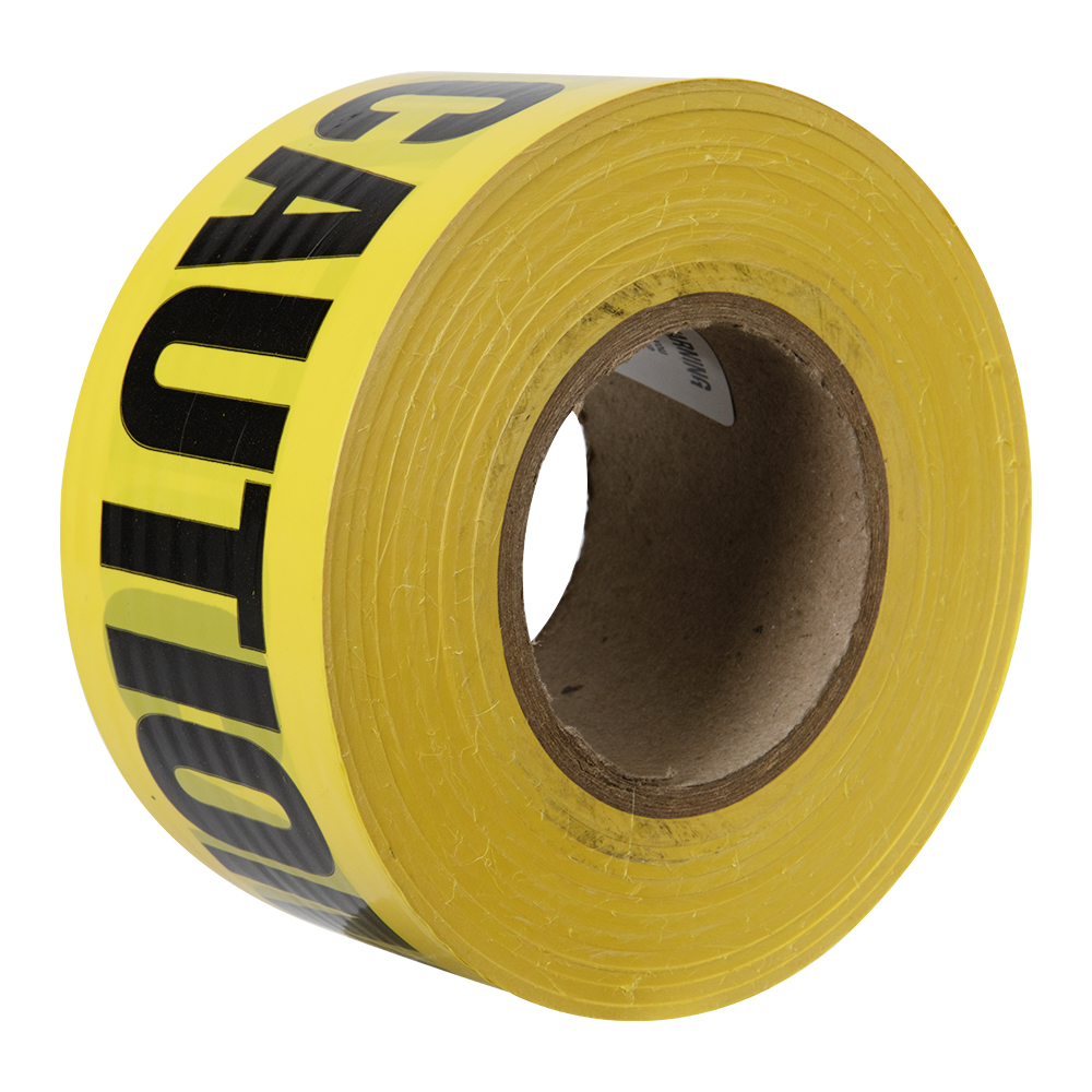 3" W x 1000' L Yellow & Black "Caution" Non-Adhesive Barricade Tape