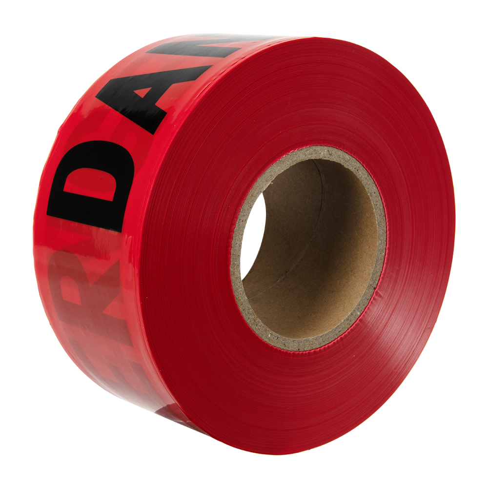 3" W x 1000' L Red & Black "Danger" Non-Adhesive Barricade Tape