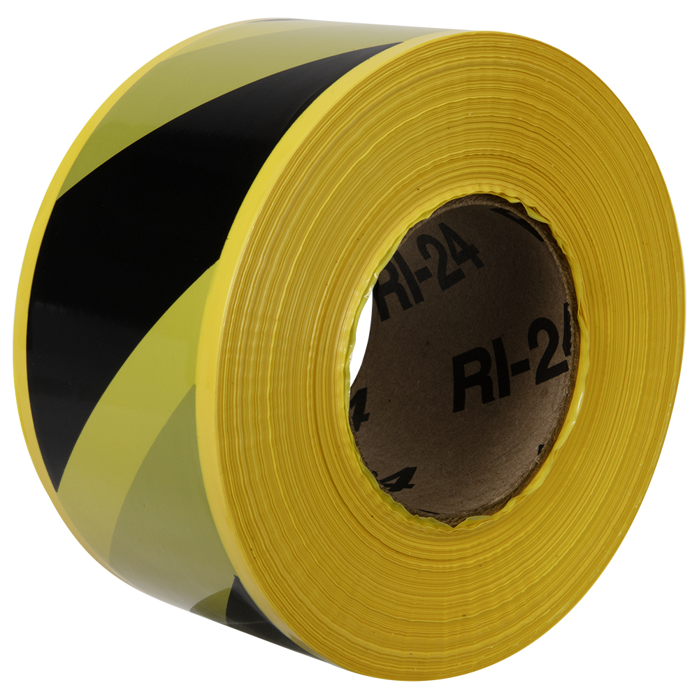 3" W x 1000' L Yellow & Black Striped Non-Adhesive Barricade Tape