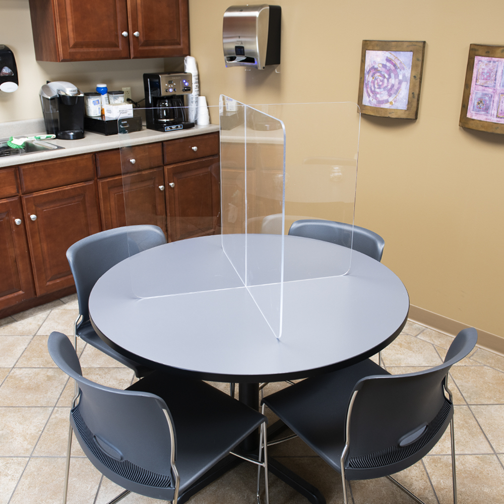30" L x 30" W x 24" Hgt. Tamco® Clear Acrylic Sneeze Guard Divider Kit