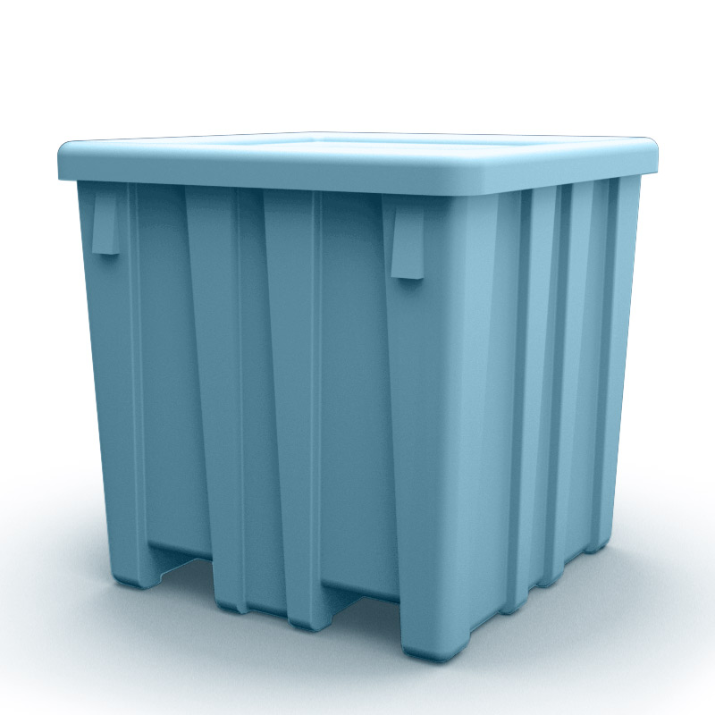 Cadet Blue Meese Bulk Container with Lid (800 lbs. Capacity) - 45" L x 45" W x 44-1/4" Hgt.