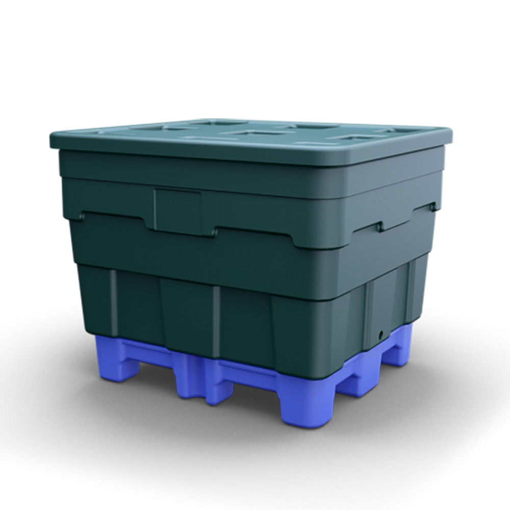 Natural Meese Sanitary Bulk Container with Lid (2000 lbs. Capacity) - 45" L x 50" W x 39" Hgt.