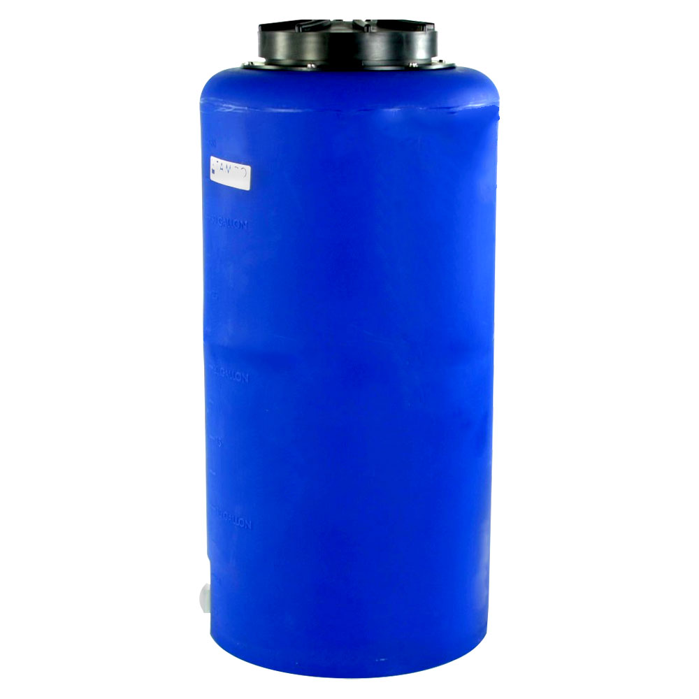 35 Gallon Tamco® Vertical Blue PE Tank with 12-1/2" Lid & 3/4" Fitting - 19" Dia. x 39" High