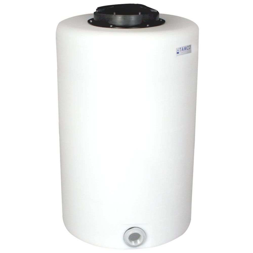 65 Gallon Tamco® Vertical Natural PE Tank with 12-1/2" Lid & 2" Fitting - 24" Dia. x 39" High