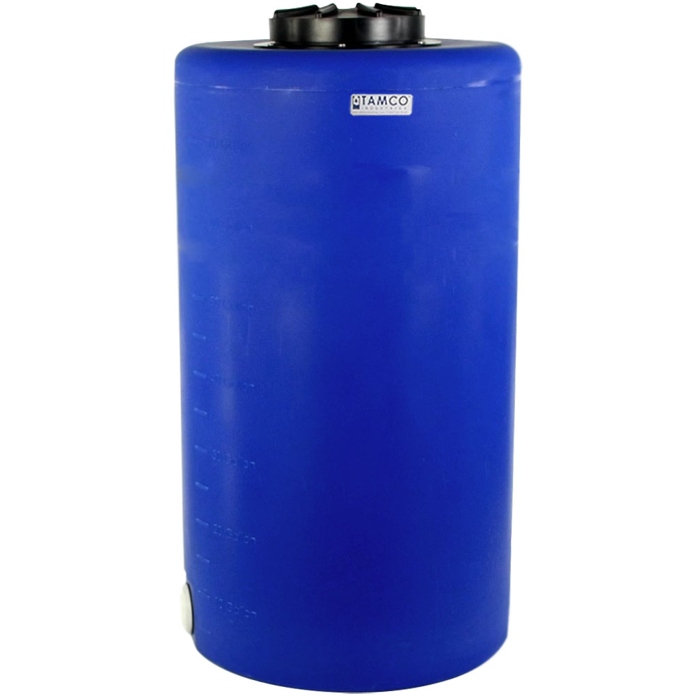 75 Gallon Tamco® Vertical Blue PE Tank with 12-1/2" Lid & 2" Fitting - 24" Dia. x 45" High