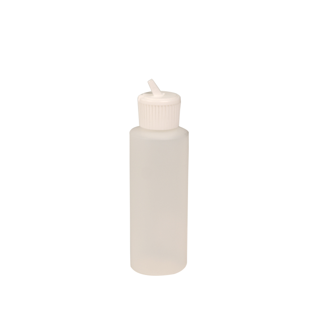 4 oz. Natural HDPE Cylindrical Sample Bottle with 20/410 White Ribbed Flip-Top Cap